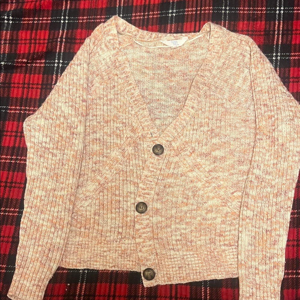 Time and Tru Women's Cardigan in Peach and Cream